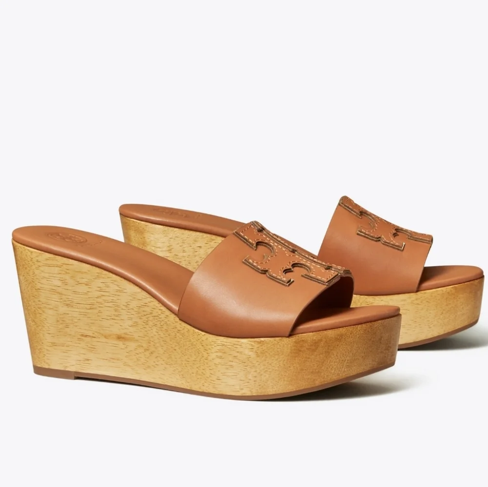 EUC Tory Burch Tan Wedges in box - Picture 1 of 13